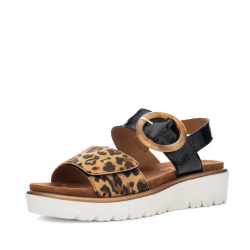 ARA dámské sandály na suchý zip černé s leopardím vzorem kožené | 12-33505-12 Bilbao