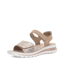 ARA dámské sandály na suchý zip béžové se stříbrným odleskem semišové kožené | 12-47207-19 Tampa