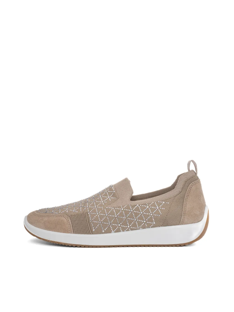 ARA dámska slip-on s kamínky béžové textilní | 12-54050-08 Lissabon