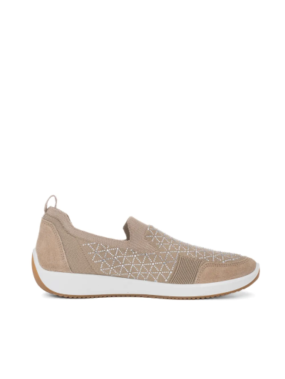 ARA dámska slip-on s kamínky béžové textilní | 12-54050-08 Lissabon