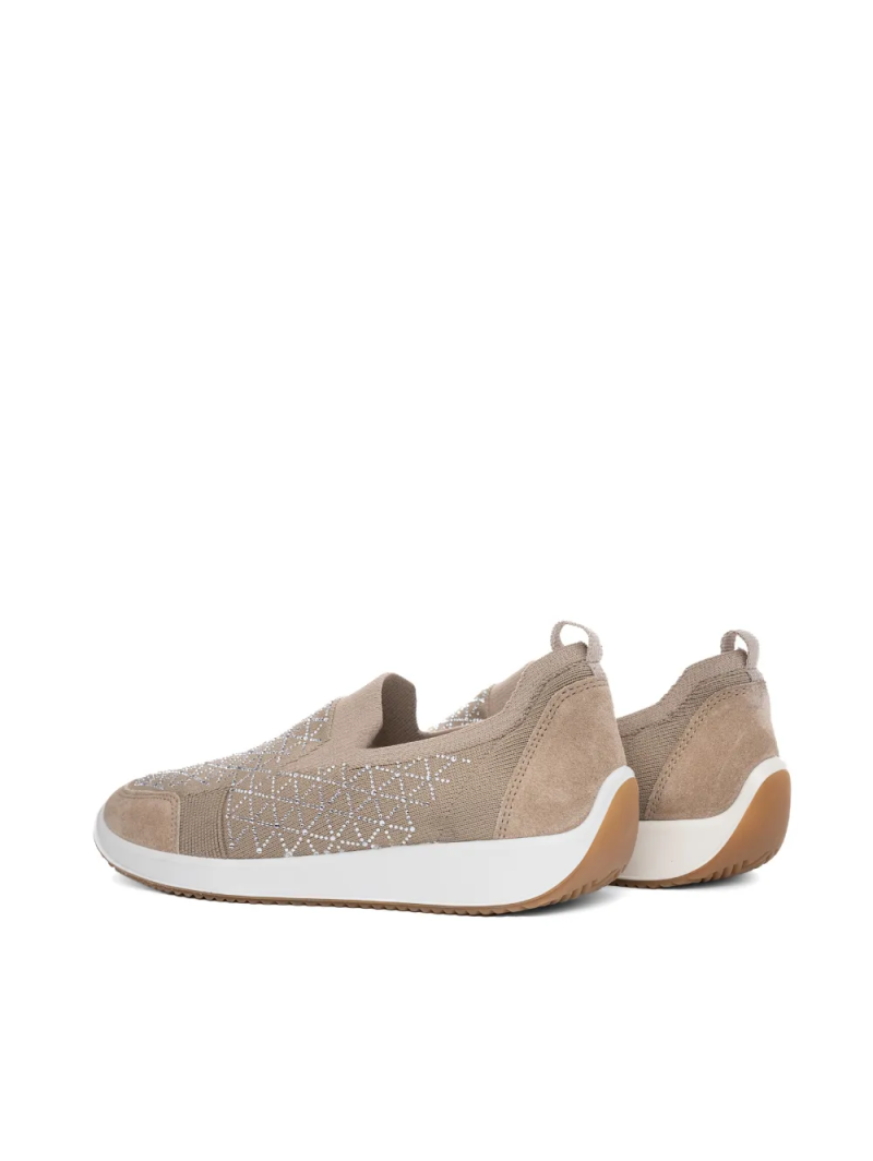 ARA dámska slip-on s kamínky béžové textilní | 12-54050-08 Lissabon