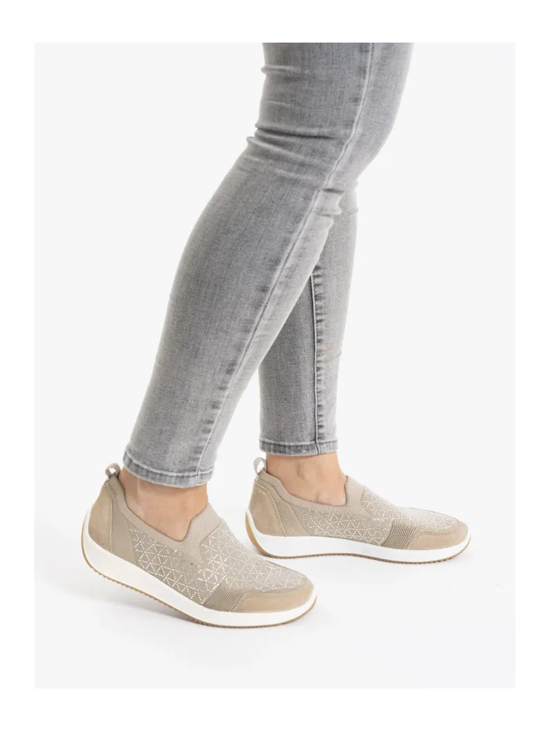 ARA dámska slip-on s kamínky béžové textilní | 12-54050-08 Lissabon