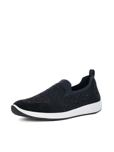 ARA dámské slip-on s kamínky černé textilní | 12-54050-10 Lissabon