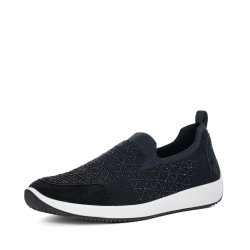 ARA dámské slip-on s kamínky černé textilní | 12-54050-10 Lissabon
