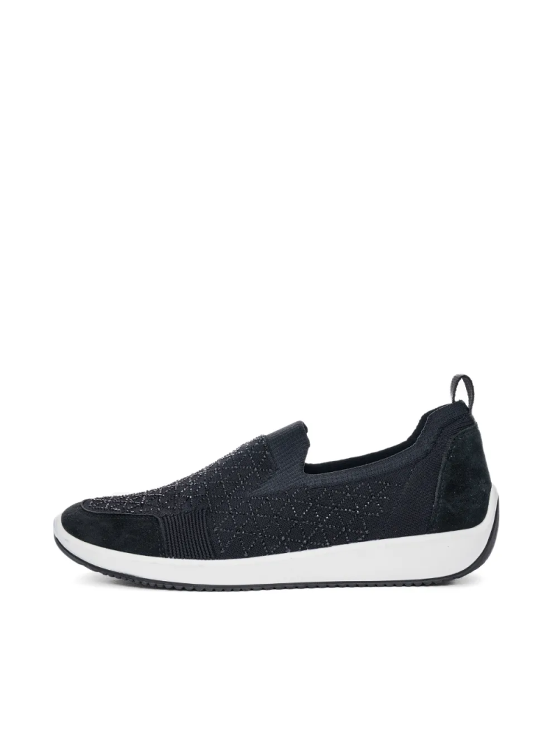 ARA dámské slip-on s kamínky černé textilní | 12-54050-10 Lissabon