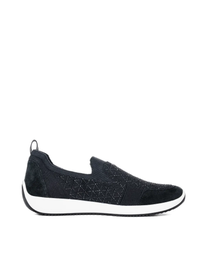 ARA dámské slip-on s kamínky černé textilní | 12-54050-10 Lissabon
