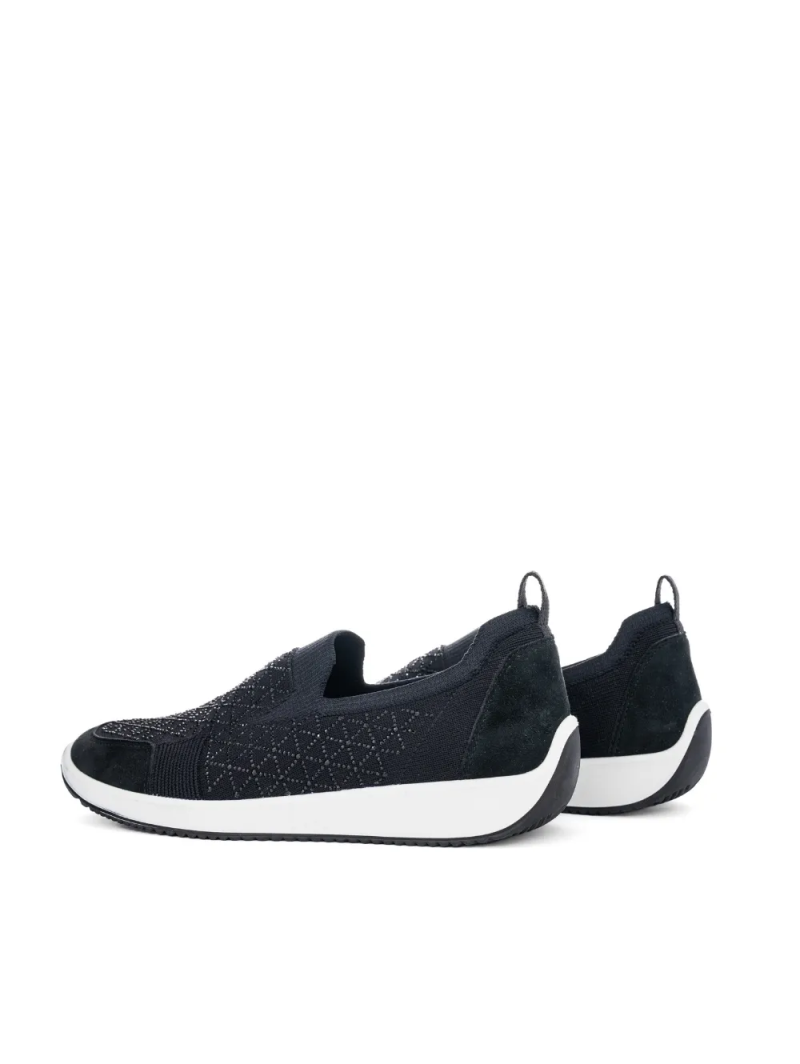 ARA dámské slip-on s kamínky černé textilní | 12-54050-10 Lissabon