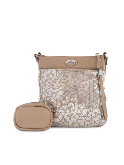 ARA dámská střední crossbody kabelka béžová se střibrnými odlesky syntetická | 16-21109-14