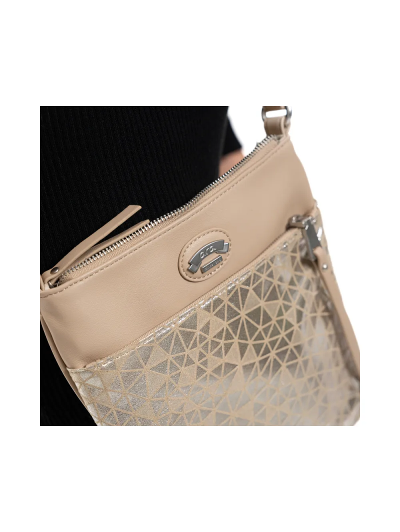 ARA dámská střední crossbody kabelka béžová se střibrnými odlesky syntetická | 16-21109-14