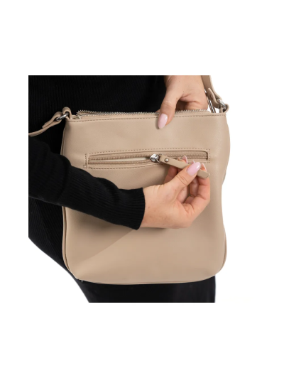 ARA dámská střední crossbody kabelka béžová se střibrnými odlesky syntetická | 16-21109-14