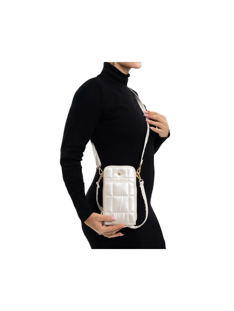ARA dámská crossbody malá kabelka na doklady bílá metalická textilní syntetická | 16-21407-61