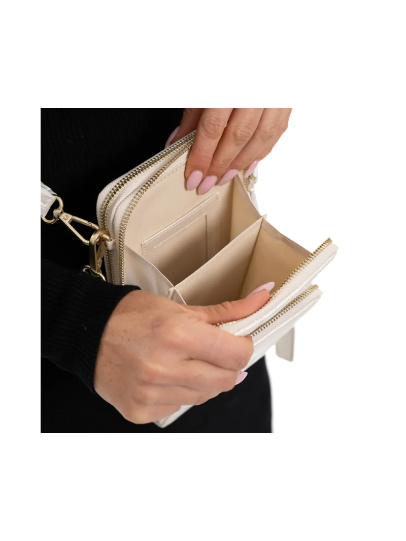ARA dámská crossbody malá kabelka na doklady bílá metalická textilní syntetická | 16-21407-61