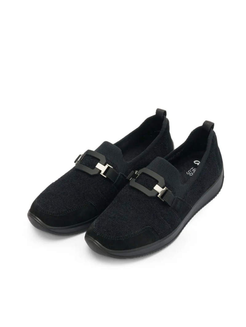 ARA dámské slip-on se sponou textilní černé | 12-54002-01