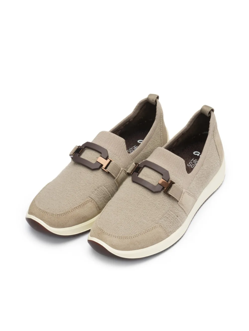 ARA dámské slip-on se sponou textilní šedobéžové | 12-54002-05
