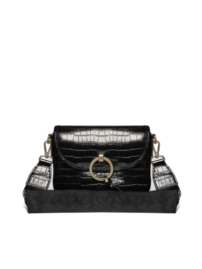 ARA dámská crossbody kabelka syntetická černá s krokodýlím vzorem | 16-21614-30
