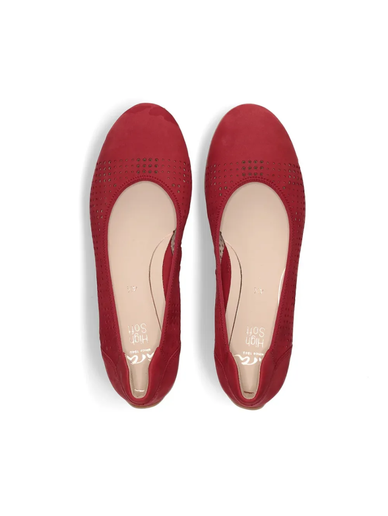 ARA dámské baleríny perforované semišové červené | 12-13308-19 Sardinia