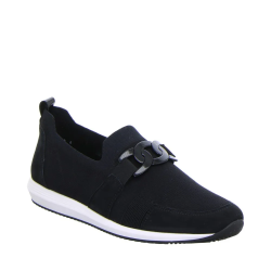 ARA dámské mokasíny slip on textilní se sponou černé | 12-14002-01 Lissabon