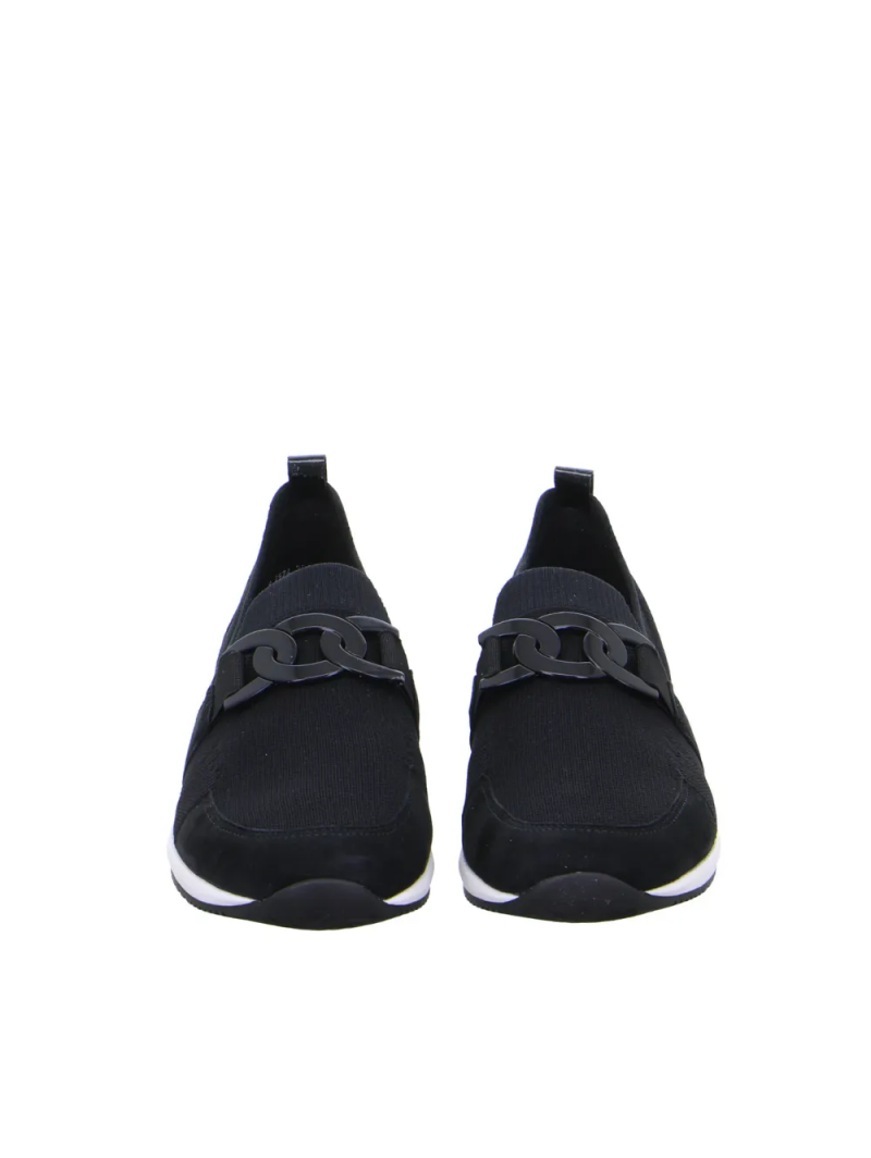 ARA dámské mokasíny slip on textilní se sponou černé | 12-14002-01 Lissabon