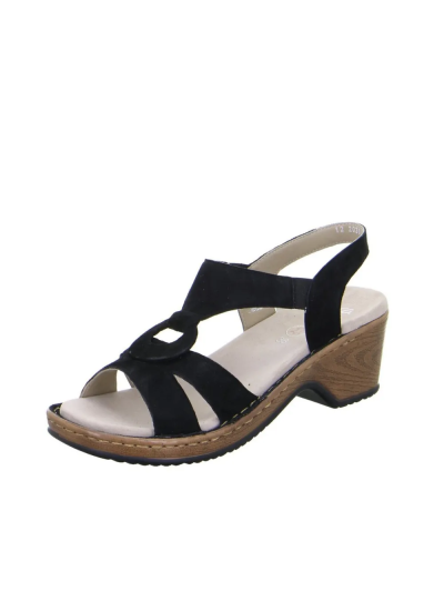 ARA dámské sandály na podpatku semišové černé | 12-20304-01 Key West