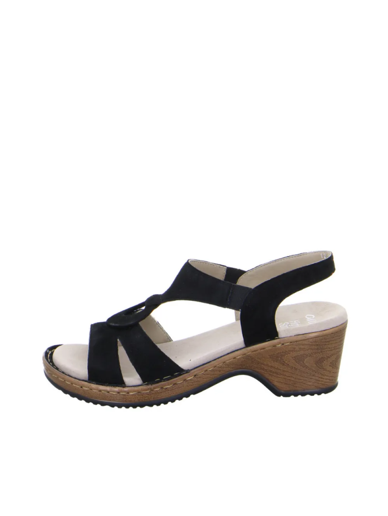 ARA dámské sandály na podpatku semišové černé | 12-20304-01 Key West