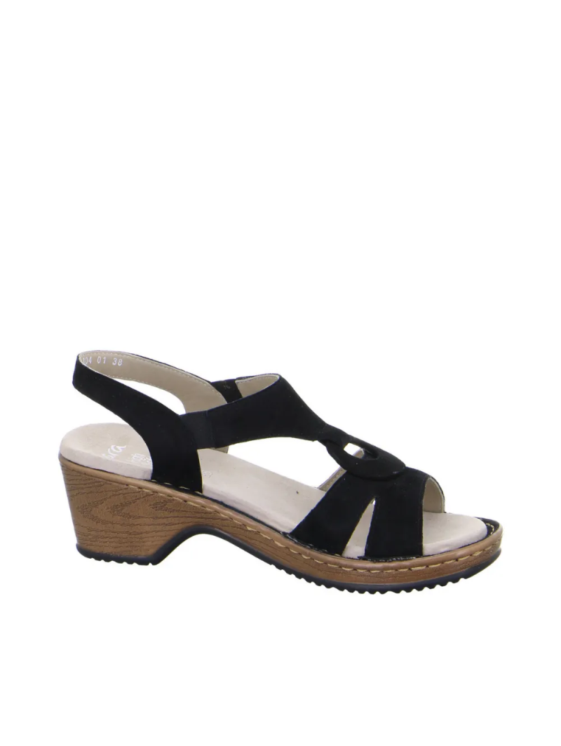 ARA dámské sandály na podpatku semišové černé | 12-20304-01 Key West