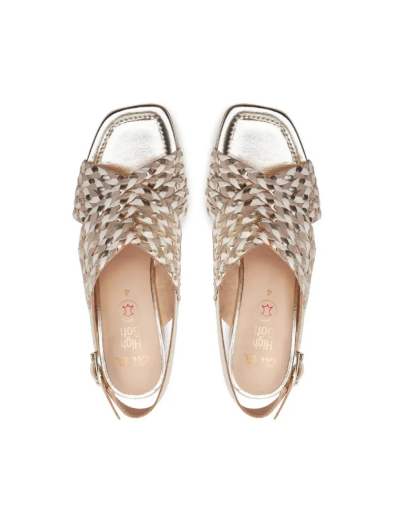 ARA dámské sandály na podpatku kožené zlaté | 12-20501-08 Brighton