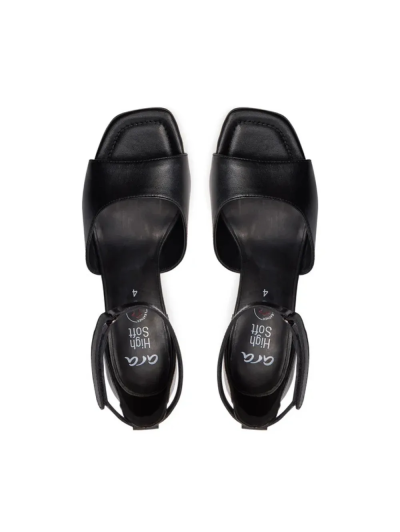 ARA dámské sandály na podpatku s kotníkovým páskem kožené černé  | 12-20503-01 Brigton