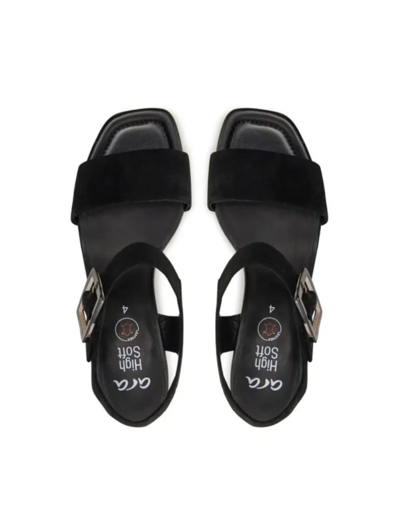 ARA dámské sandály na podpatku semišové černé | 12-20507-01 Brighton