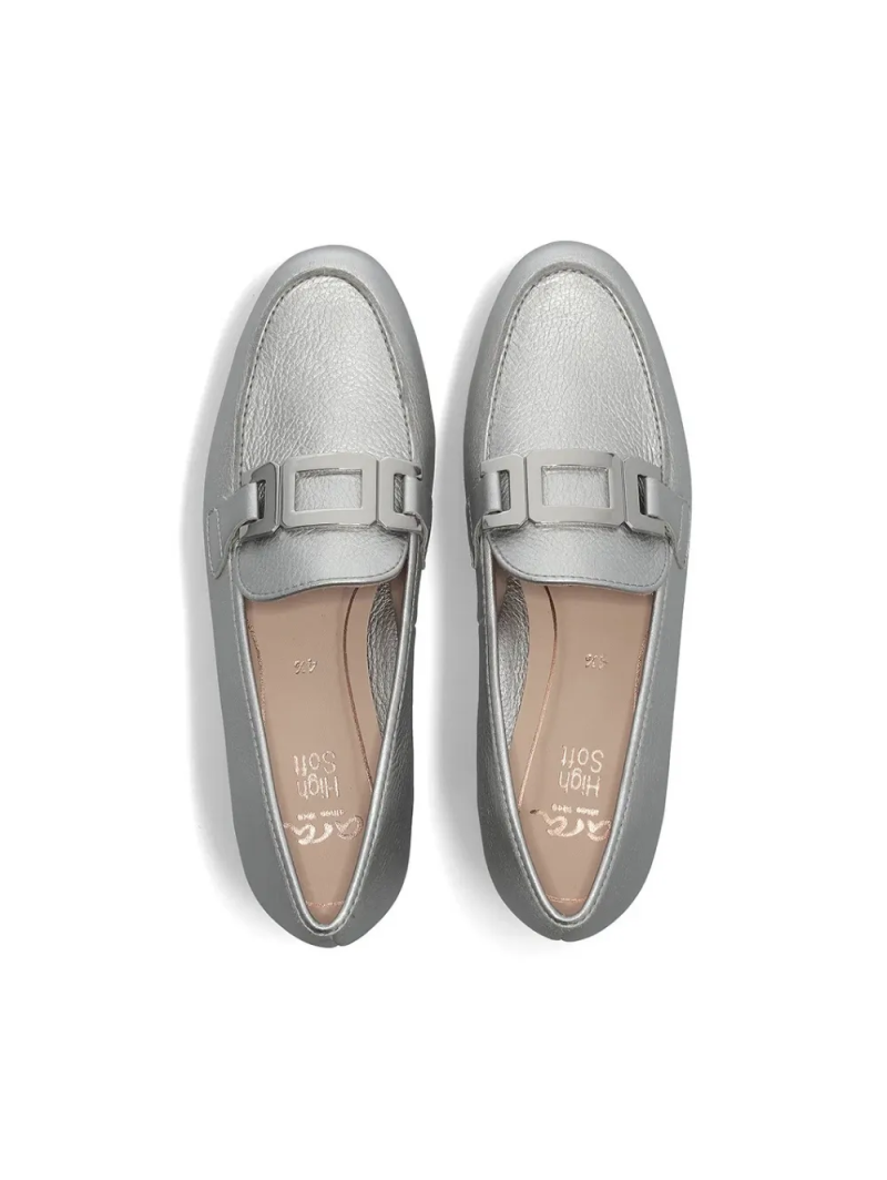 ARA dámské mokasíny se sponou kožené stříbrné | 12-31200-12 Kent