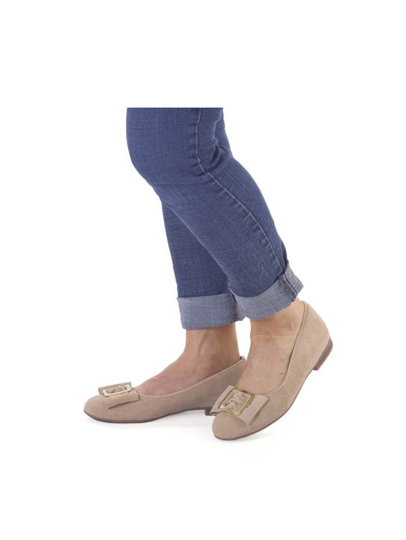 ARA dámské baleríny s mašlí semišové krémové | 12-31328-08 Sardinia