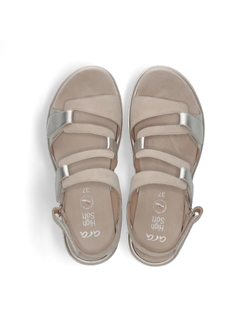ARA dámské sandály s pásky metalické kožené béžové | 12-33503-11 Bilbao