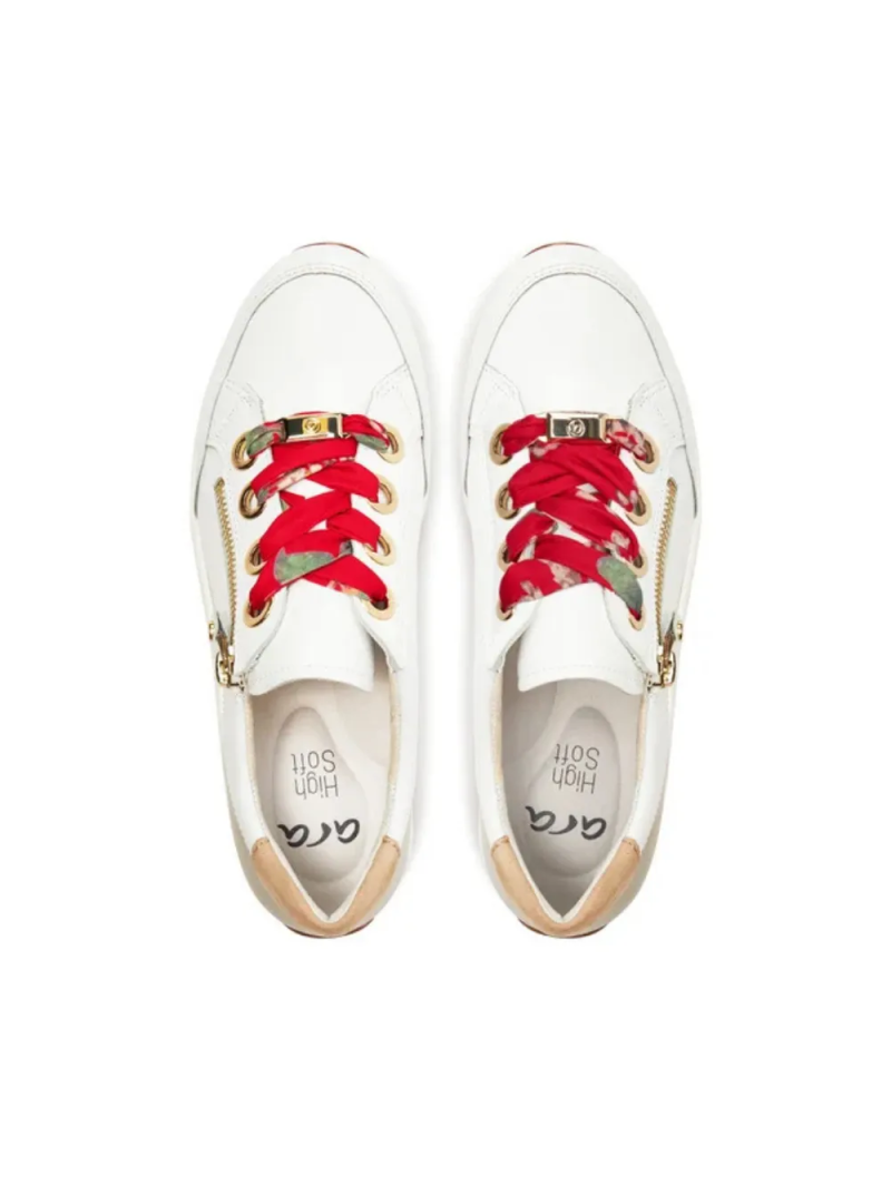 ARA dámské tenisky s postranním zipem kožené bílé | 12-34587-79 Osaka