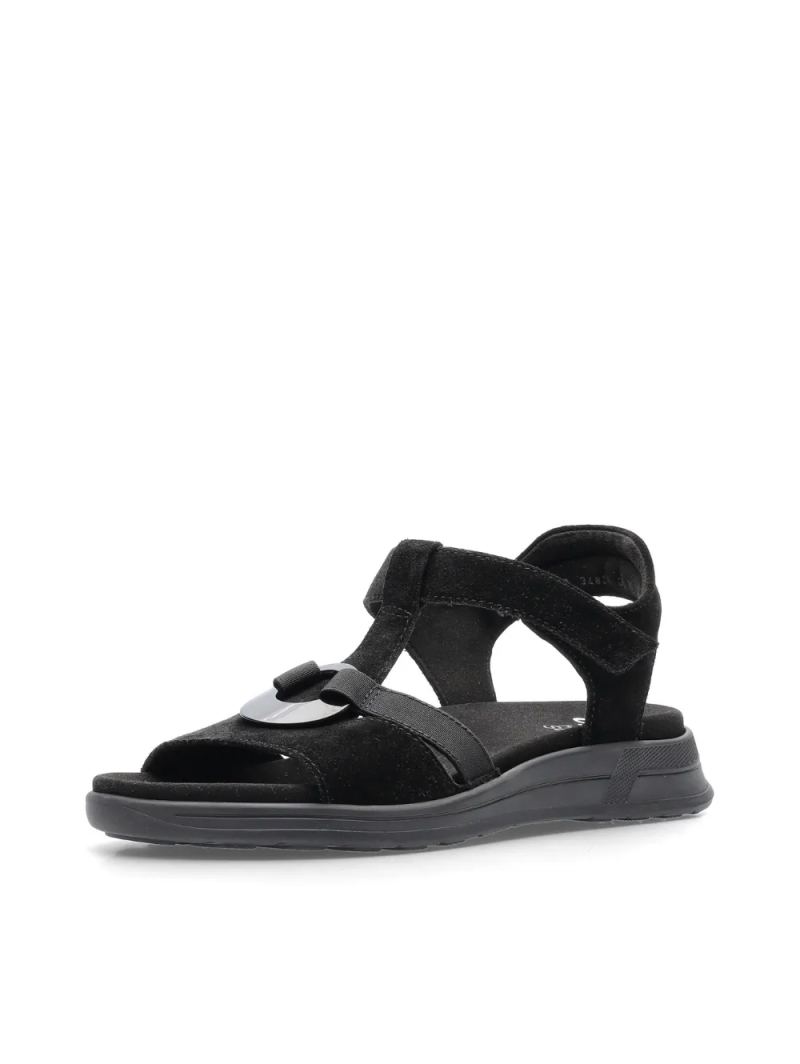 ARA dámské sandály s ozdobou na nártu kožené černé | 12-34805-01 Osaka