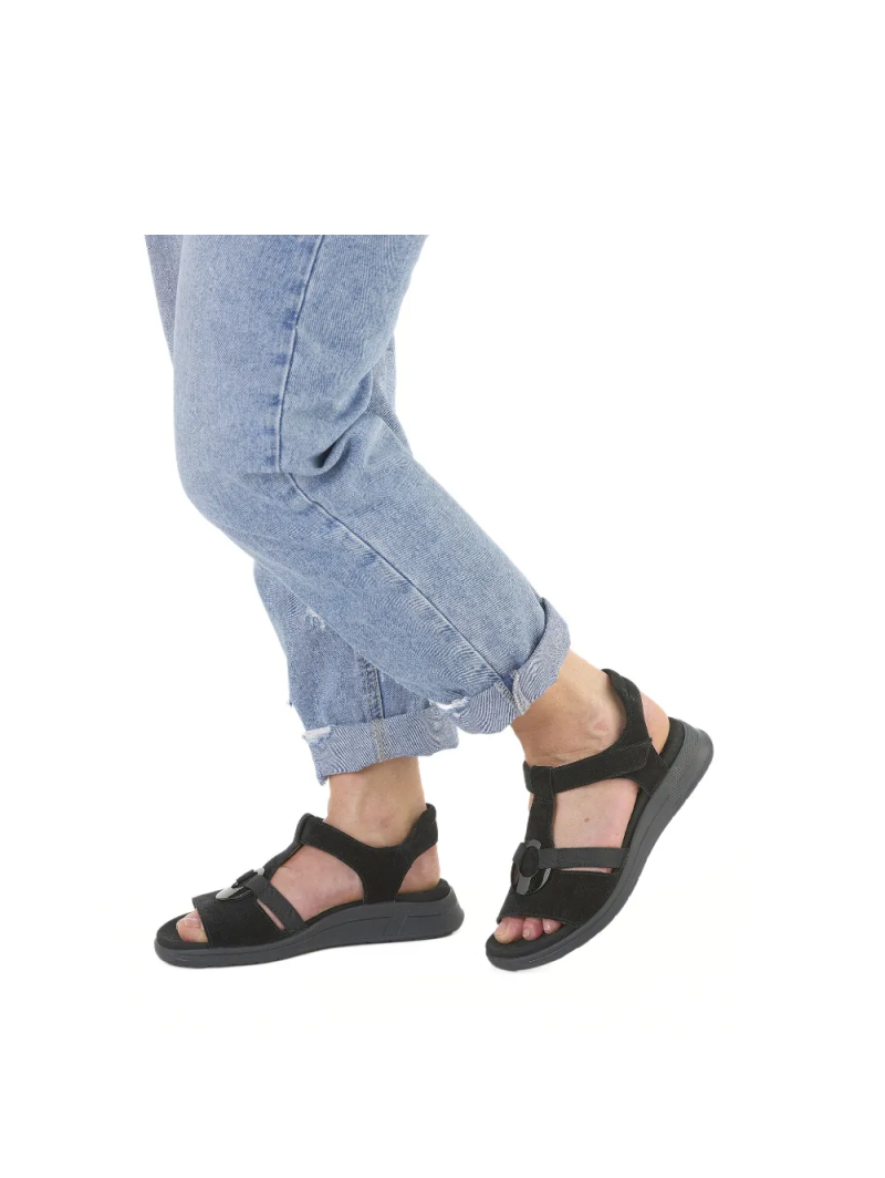 ARA dámské sandály s ozdobou na nártu kožené černé | 12-34805-01 Osaka