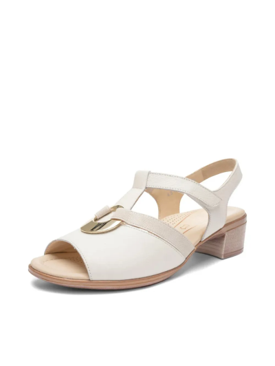 ARA dámské sandály na podpatku kožené krémové | 12-35730-09 Lugano