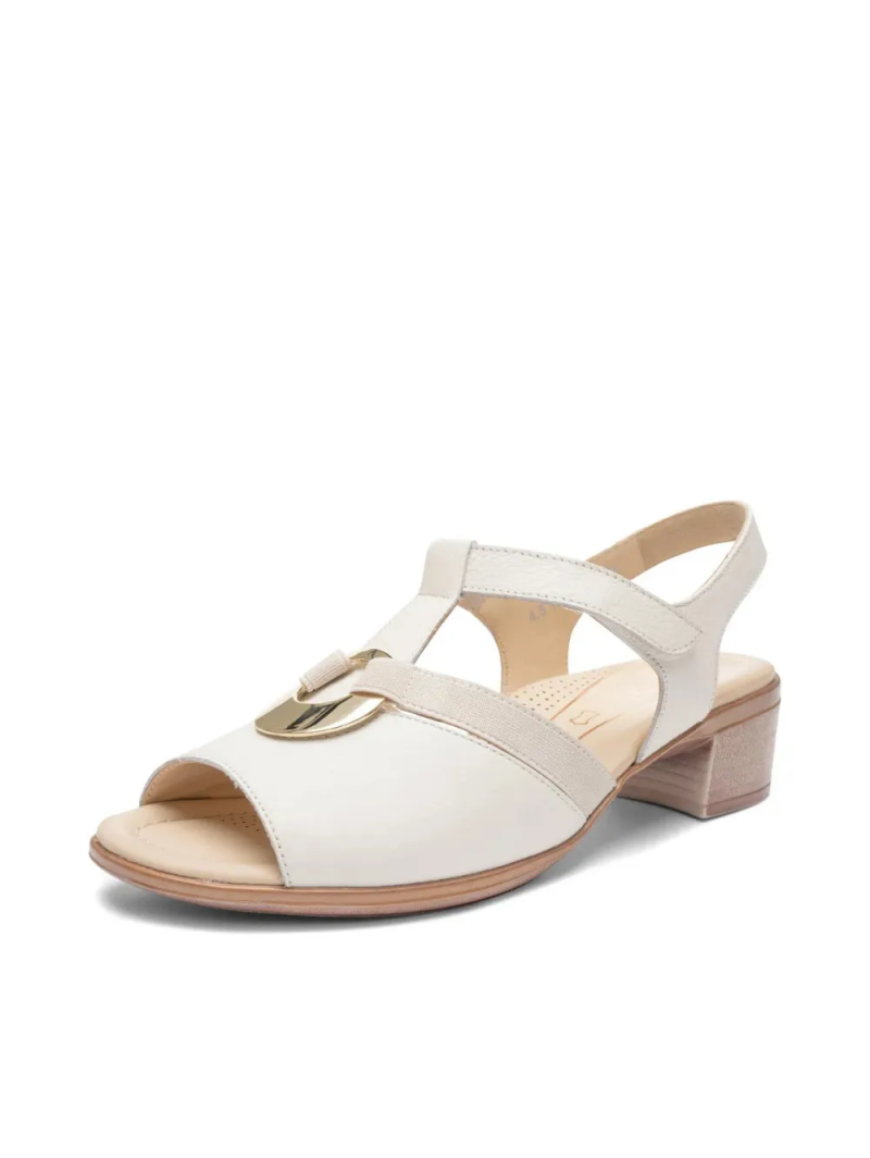 ARA dámské sandály na podpatku kožené krémové | 12-35730-09 Lugano