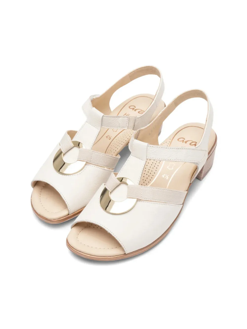 ARA dámské sandály na podpatku kožené krémové | 12-35730-09 Lugano