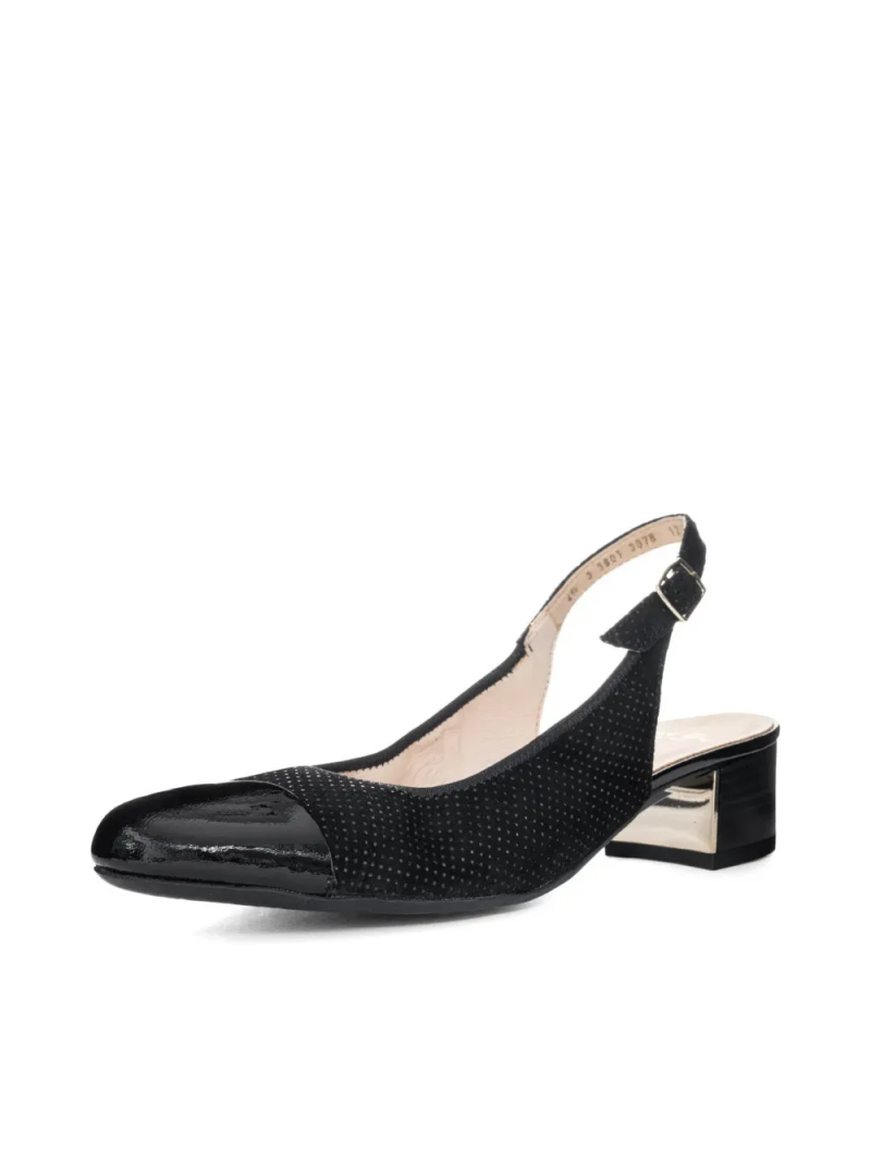 ARA dámské lodičky perforované s volnou patou kožené černé | 12-35823-01 Nizza