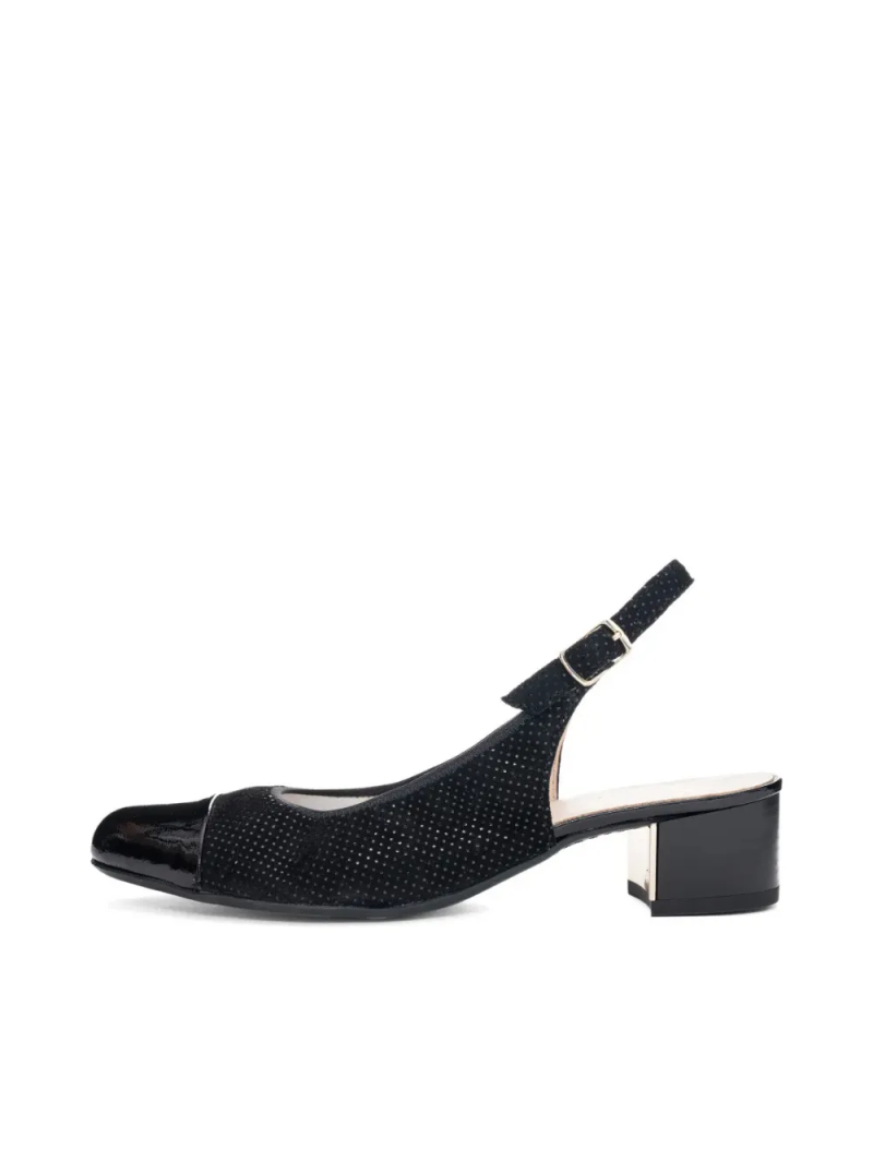 ARA dámské lodičky perforované s volnou patou kožené černé | 12-35823-01 Nizza