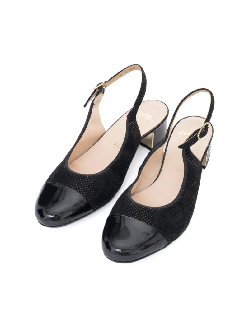 ARA dámské lodičky perforované s volnou patou kožené černé | 12-35823-01 Nizza