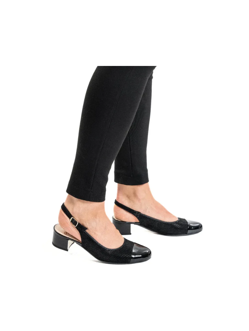 ARA dámské lodičky perforované s volnou patou kožené černé | 12-35823-01 Nizza