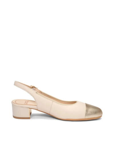 ARA dámské lodičky s volnou patou a zlatou špičkou kožené béžové | 12-35823-11 Nizza