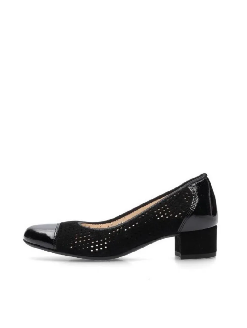 ARA dámské lodičky perforované kožené černé | 12-35827-01 Nizza