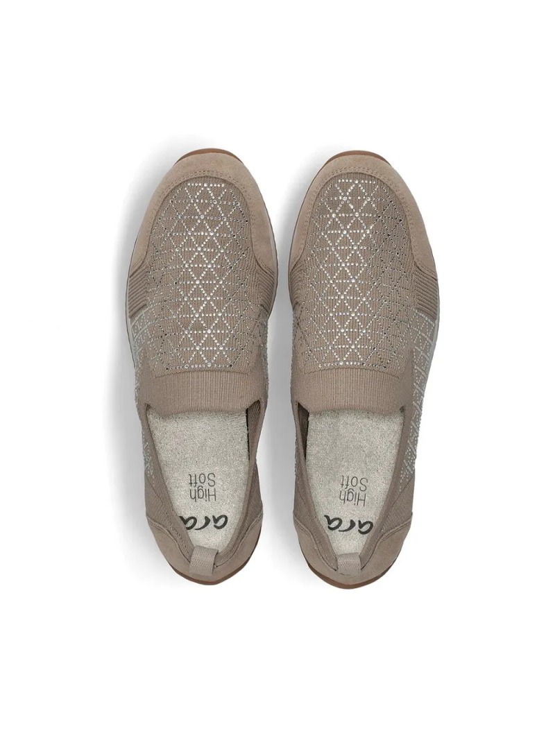 ARA dámské slip-on s kamínky textilní béžové | 12-44010-08 Lissabon