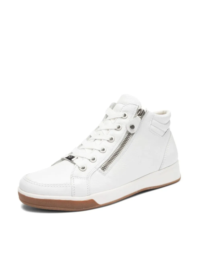 ARA dámské kotníkové tenisky s postranním zipem kožené bílé | 12-44499-69 Rom
