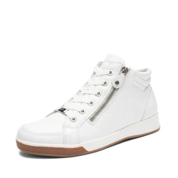ARA dámské kotníkové tenisky s postranním zipem kožené bílé | 12-44499-69 Rom