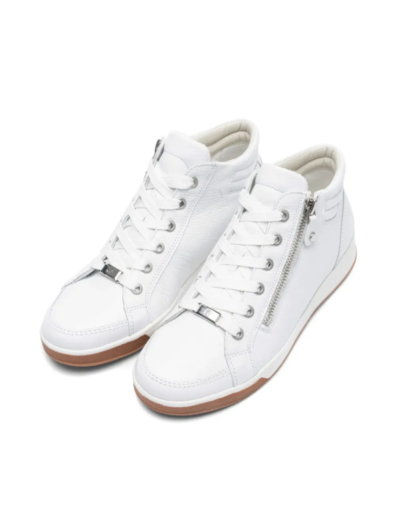 ARA dámské kotníkové tenisky s postranním zipem kožené bílé | 12-44499-69 Rom