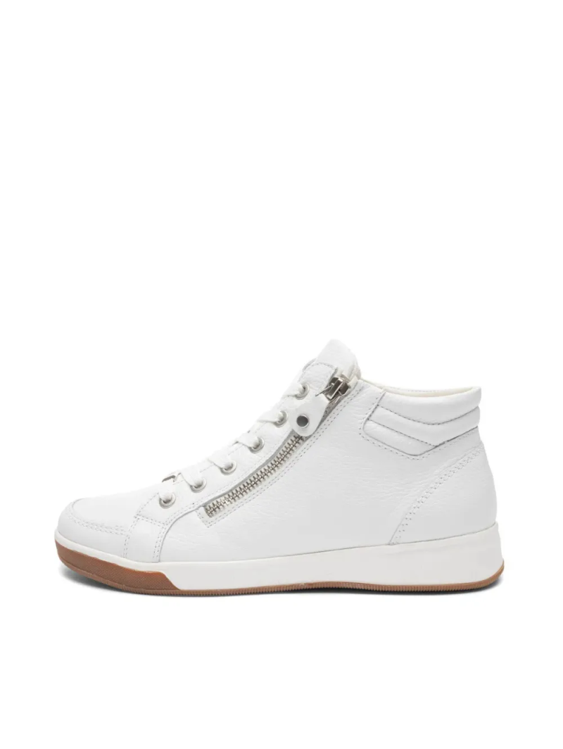 ARA dámské kotníkové tenisky s postranním zipem kožené bílé | 12-44499-69 Rom