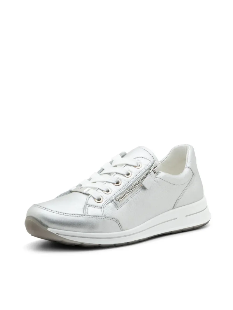 ARA dámské tenisky širší s bočním zipem kožené stříbrné | 12-54801-14 Osaka
