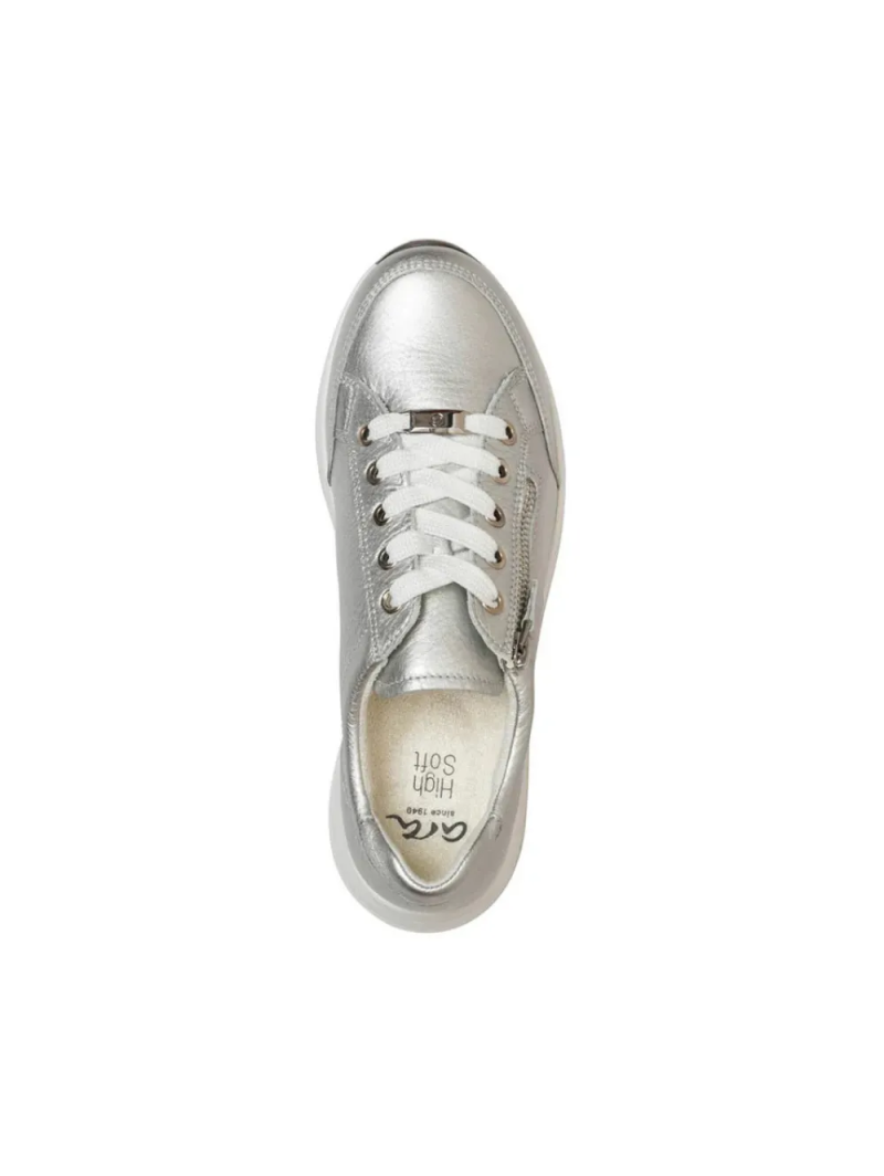 ARA dámské tenisky širší s bočním zipem kožené stříbrné | 12-54801-14 Osaka